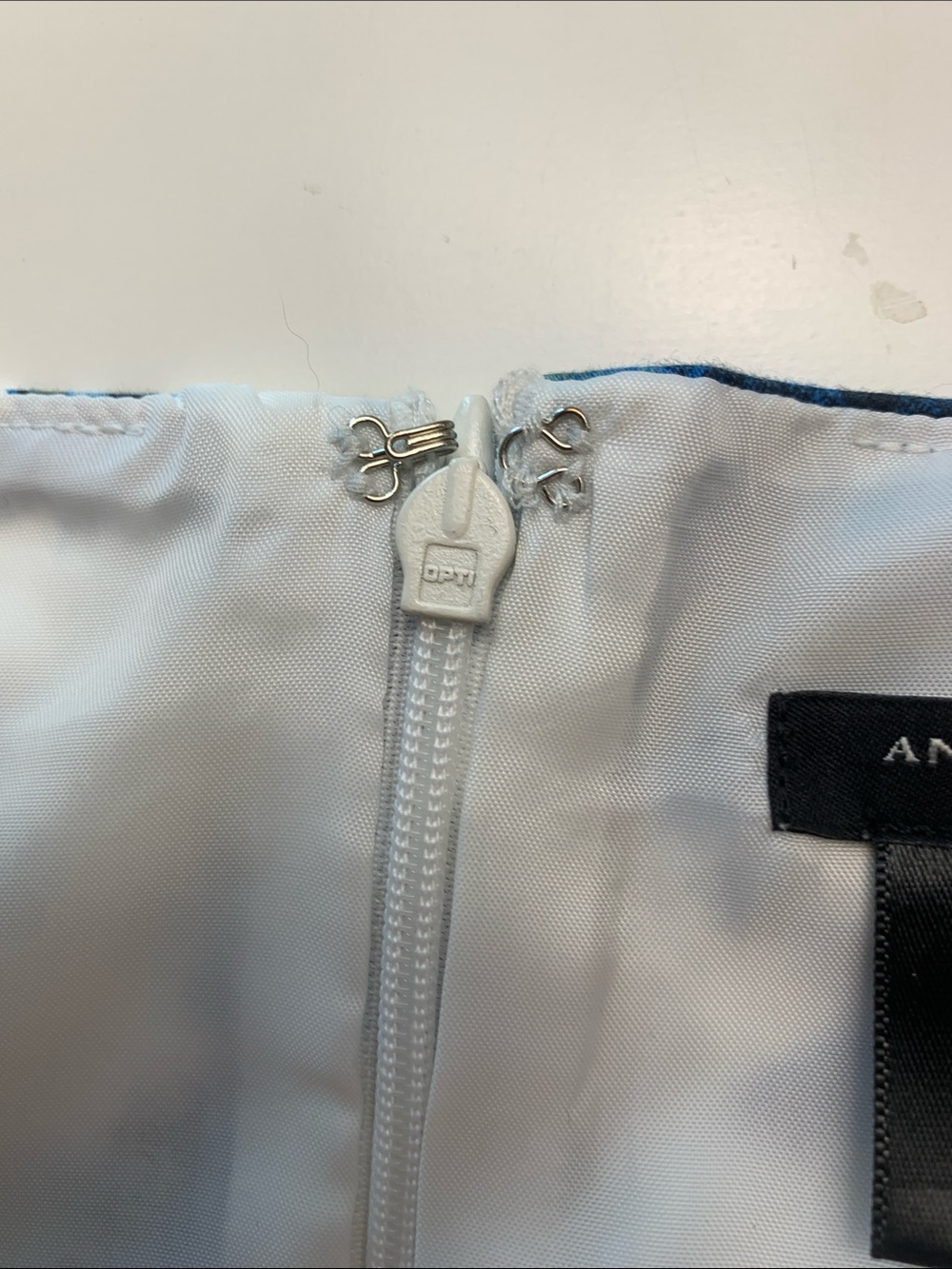 Ann Taylor Blue and White Floral Midi Shift Dress, Lined, Back Zipper - Picture 11 of 11